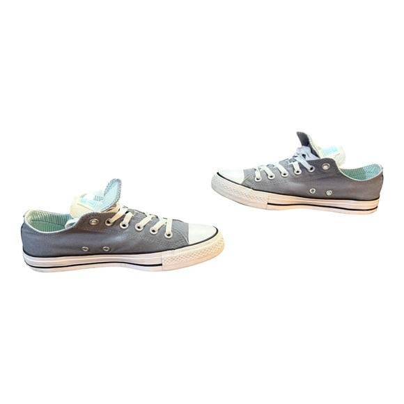 Converse Chuck Taylor Double Tongue Low Top Grey & Aqua Stripe Women’s Size 10 - Picture 5 of 9